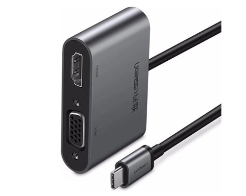 Хаб UGREEN USB-C to HDMI + VGA +USB 3.0 Adapter with PD (Space Gray) (UGR-50505)