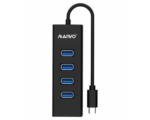 USB-Hub Maiwo KH304C USB 3.1 TYPE-C to 4 USB3.0, cable 0.15m, Black