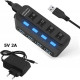 USB-Hub Lapara LA-USB305 USB 3.0 4 switches for each USB port with power supply 2А/5В Black