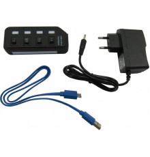 USB-Hub Lapara LA-USB305 USB 3.0 4 switches for each USB port with power supply 2А/5В Black