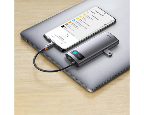 USB-HubBaseus Metal Gleam Series 4-in-1 Multifunctional Type-C HUB Docking Station Gray （Type-C to USB3.0*3+RJ45*1）