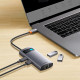 USB-HubBaseus Metal Gleam Series 4-in-1 Multifunctional Type-C HUB Docking Station Gray （Type-C to USB3.0*3+RJ45*1）