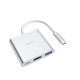 Кабель-перехiдник HOCO HB14 Easy use Type-C adapter(Type-C to USB3.0+HDMI+PD) Silver