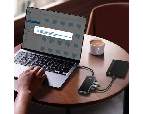 USB-Hub Baseus AcmeJoy 4-Port Type-C HUB Adapter（Type-C to USB3.0*3+Type-C PD&Data *1）Dark Gray