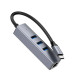 Кабель-перехiдник HOCO HB34 Easy link Type-C Gigabit network adapter(Type-C to USB3.0*3+RJ45) Metal Gray