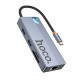 USB-хаб HOCO HB52 Wow 8-in-1 multi-function converter (HDTV+RJ45+SD/TF+PD+Type-C3.0+USB3.0*2) Deep Space Gray (6942007647311)