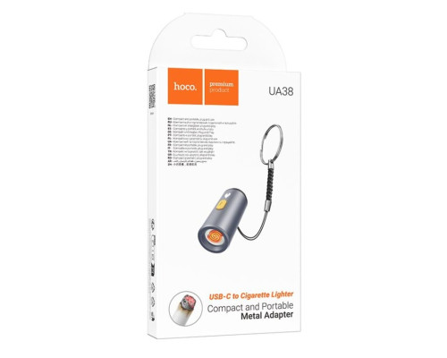 Перехідник HOCO UA38 Type-C to cigarette lighter adapter Gray (6942007647694)