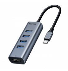 USB-Hub Baseus Enjoy series Type-C to USB3.0*4+HD4K HD intelligent HUB adapter Grey