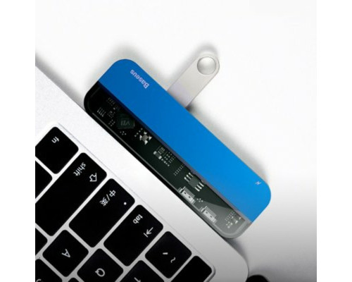 USB-Hub Baseus Transparent Series Dual Type-C Multifunctional HUB Adapter Blue