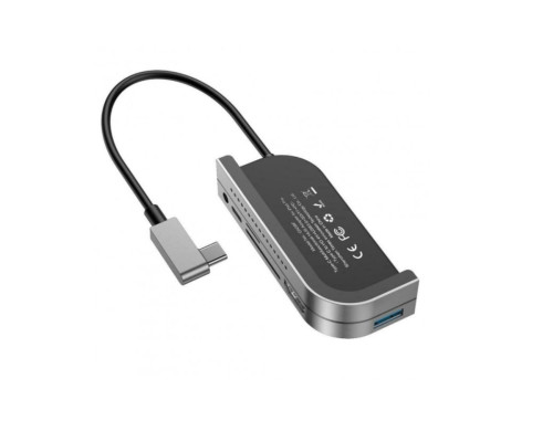 USB-Hub Baseus Bend Angle No.7 Multifunctional Type-C HUB Converter Dark gray