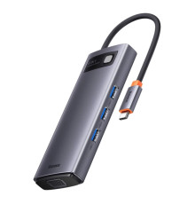 USB-хаб Baseus Metal Gleam Series 6-in-1 Multifunctional （Type-C to HDMI*1+USB3.0*3+PD*1+RJ45*1) (CAHUB-CW0G)