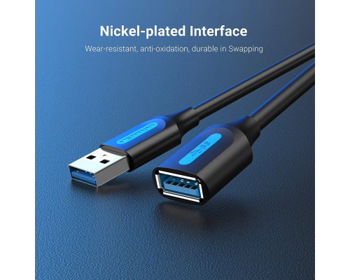 Кабель Vention USB 3.0 A Male to A Female Extension Cable 1.5M black PVC Type (CBHBG)