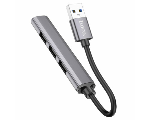 Кабель-перехiдник HOCO HB26 4 in 1 adapter(USB to USB3.0+USB2.0*3) Metal Gray