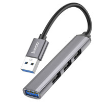 Кабель-перехiдник HOCO HB26 4 in 1 adapter(USB to USB3.0+USB2.0*3) Metal Gray