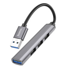 Кабель-перехiдник HOCO HB26 4 in 1 adapter(USB to USB3.0+USB2.0*3) Metal Gray