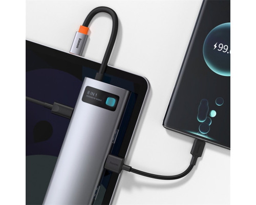 USB-хаб Baseus Metal Gleam Series 8-in-1 Multifunctional Type-C HUB Docking Station Gray（Type-C to HDMI*1+USB3.0*3+PD*1+RJ45*1+SD/TF*1) (CAHUB-CV0G)