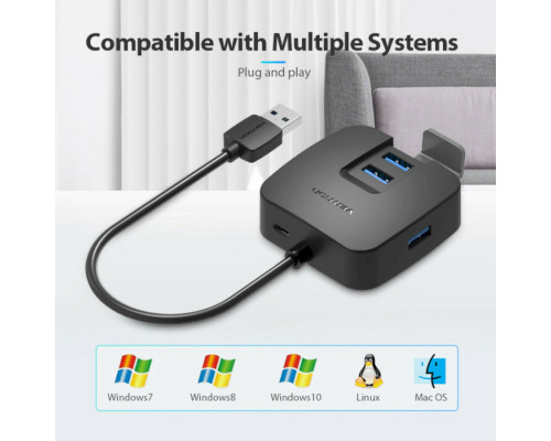 Хаб Vention 4 Ports USB 3.0 HUB 0.15M Black (CHBBB)