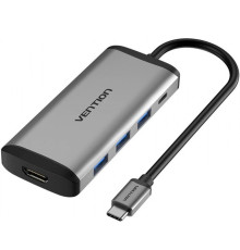 Хаб Vention Type-C to HDMI/USB3.0*3/PD Converter 0.15M Gray Metal Type (CNBHB)