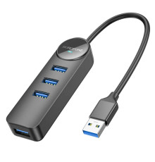 Адаптер Borofone DH5 Erudite 4-in-1 adapter(USB to USB3.0*4)(L=0.2M) Black