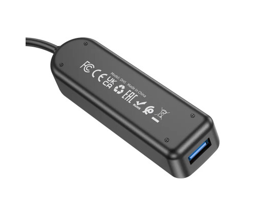 Адаптер Borofone DH5 Erudite 4-in-1 adapter(USB to USB3.0*4)(L=0.2M) Black