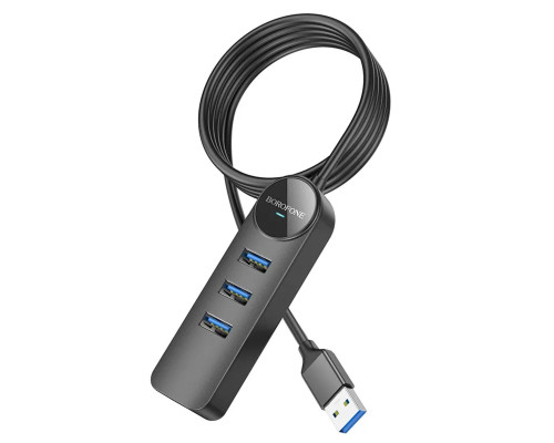 Адаптер Borofone DH5 Erudite 4-in-1 adapter(USB to USB3.0*4)(L=1.2M) Black