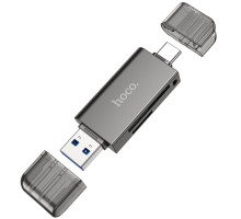 Хаб HOCO HB39 USB/Type-C 3.0 high-speed card reader Metal Gray