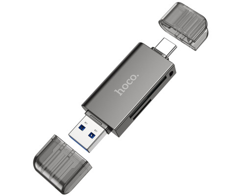 Хаб HOCO HB39 USB/Type-C 3.0 high-speed card reader Metal Gray