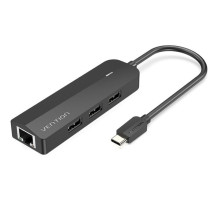 Хаб Vention USB-C to USB 2.0*3/RJ45/Micro-B HUB 0.15M Black ABS Type (TGOBB)