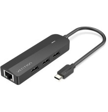 Хаб Vention USB-C to USB 2.0*3/RJ45/Micro-B HUB 0.15M Black ABS Type (TGOBB)