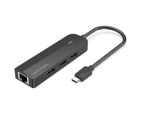 Хаб Vention USB-C to USB 2.0*3/RJ45/Micro-B HUB 0.15M Black ABS Type (TGOBB)