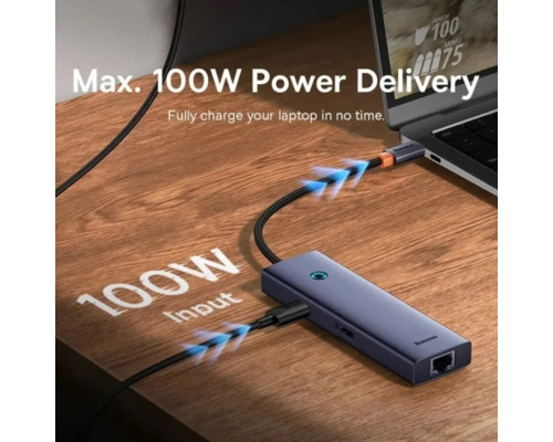 USB-хаб Baseus UltraJoy Series 6-Port HUB (Direct-Link Type) Space Grey（USB-C*2 to USB-C 40Gbps*1+USB3.0*3+SD/TF3.0*1） (B00052802811-03)