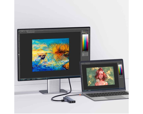 USB-хаб Baseus UltraJoy Series 6-Port HUB (Direct-Link Type) Space Grey（USB-C*2 to USB-C 40Gbps*1+USB3.0*3+SD/TF3.0*1） (B00052802811-03)