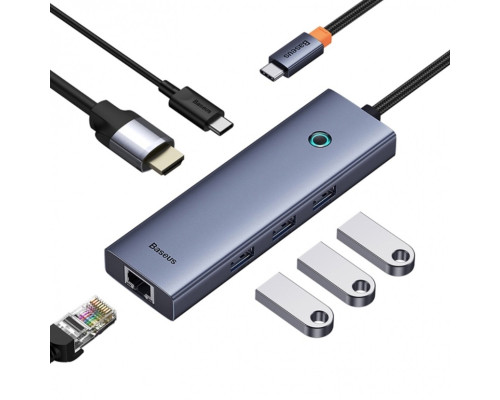 USB-хаб Baseus UltraJoy Series 6-Port HUB (Direct-Link Type) Space Grey（USB-C*2 to USB-C 40Gbps*1+USB3.0*3+SD/TF3.0*1） (B00052802811-03)