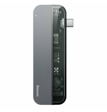 USB-Hub Baseus Transparent Series Type-C Multifunctional HUB Adapter Deep gray