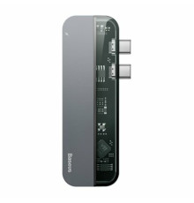 USB-Hub Baseus Transparent Series Dual Type-C Multifunctional HUB Adapter Deep gray