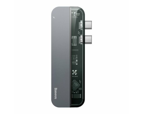 USB-Hub Baseus Transparent Series Dual Type-C Multifunctional HUB Adapter Deep gray