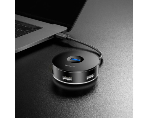 USB-Hub Baseus round box HUB adapter （Type-C to USB3.0*1+USB2.0*3）Black