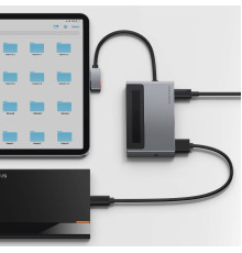 USB-Hub Baseus Magic Multifunctional Type-C HUB with a Retractable Clip Standard Edition Space Gray