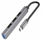 Кабель-перехiдник HOCO HB26 4 in 1 adapter(Type-C to USB3.0+USB2.0*3) Metal Gray