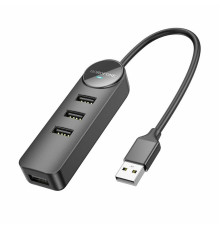 Адаптер Borofone DH5 Erudite 4-in-1 adapter(USB to USB2.0*4)(L=0.2M) Black