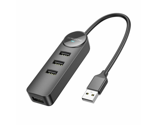 Адаптер Borofone DH5 Erudite 4-in-1 adapter(USB to USB2.0*4)(L=0.2M) Black