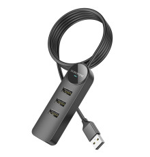 Адаптер Borofone DH5 Erudite 4-in-1 adapter(USB to USB2.0*4)(L=1.2M) Black