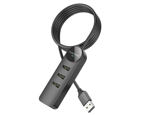 Адаптер Borofone DH5 Erudite 4-in-1 adapter(USB to USB2.0*4)(L=1.2M) Black