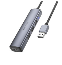 Адаптер BOROFONE DH12 Smart 4-in-1 converter(USB to USB2.0*4)(L=1.2M) Metal Gray