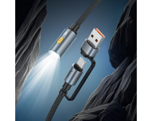 Кабель-світильник HOCO UA38C USB/Type-C to LED light adapter cable Black (6942007647755)