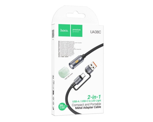Кабель-світильник HOCO UA38C USB/Type-C to LED light adapter cable Black (6942007647755)