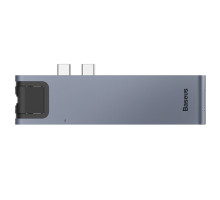 USB-Hub Baseus Thunderbolt C+Pro Seven-in-one smart HUB docking station Grey