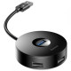 USB-Hub Baseus round box HUB adapter （USB3.0 to USB3.0*1+USB2.0*3）Black