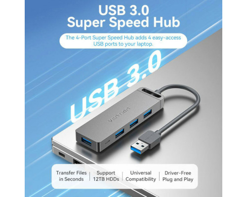 Хаб Vention 4-Port USB 3.0 Hub With Power Supply 0.15M Black (CHLBB)