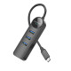 Адаптер Borofone DH6 Erudite 4-in-1 Gigabit Ethernet Adapter(Type-C to USB3.0*3+RJ45)(L=0.2M) Black